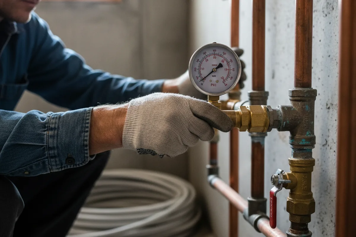 Pressure testing a repaired line during Water Line Repair in Gaines